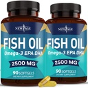 NEW AGE Omega 3 Fish Oil 2500mg Supplement Non GMO - EPA, DHA rasvahapot Gluteeniton (180 Softgels (Pack of 2))