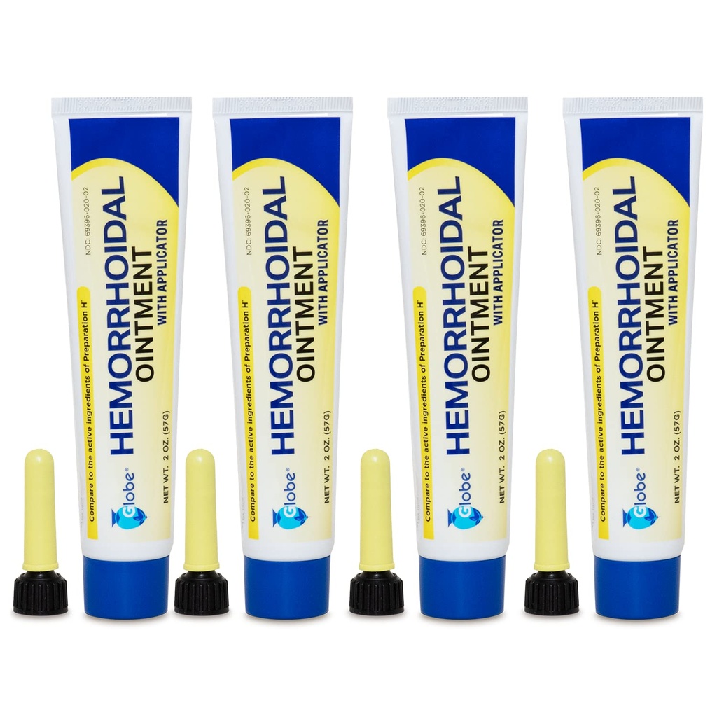 Globe Hemorrhoide Ointment, Fenylephriini HCl, Vaseolus, Mineral Oil, Relief alkaen polttaminen, kutina ja epämukavuus peräpukamat, 2 Ounces (4 pakkaus)