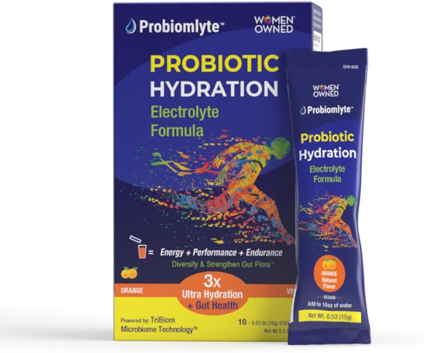 Probiomlyte-Probiootti Hydration vahvistin (Orange) patentoidulla TriBiom Microbiome Technology for Endurance, Performance, Energy and Gut Health
