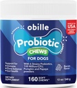 Probiotika för hundar 160 Chews 12 oz - Stöder Gut & Digestion Health, Immune System, Upset Stomach & Gas, Metabolism, Förstoppning, Diarrhea & Loose Stool, Itchy Skin och öron & Allergier
