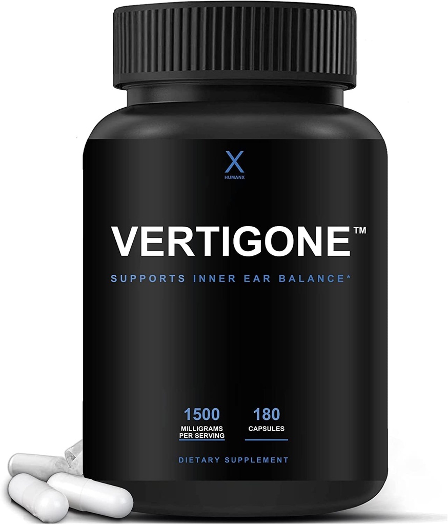 HUMANX VertiGone - Vertigo Relief - Time-Tested Ingredients - Forntida naturliga inre öronbalans Supplement - Relieves Dizziness, Nausea, Spinning & Swaying Sensations - Non GMO - Dizzy Aid Pills