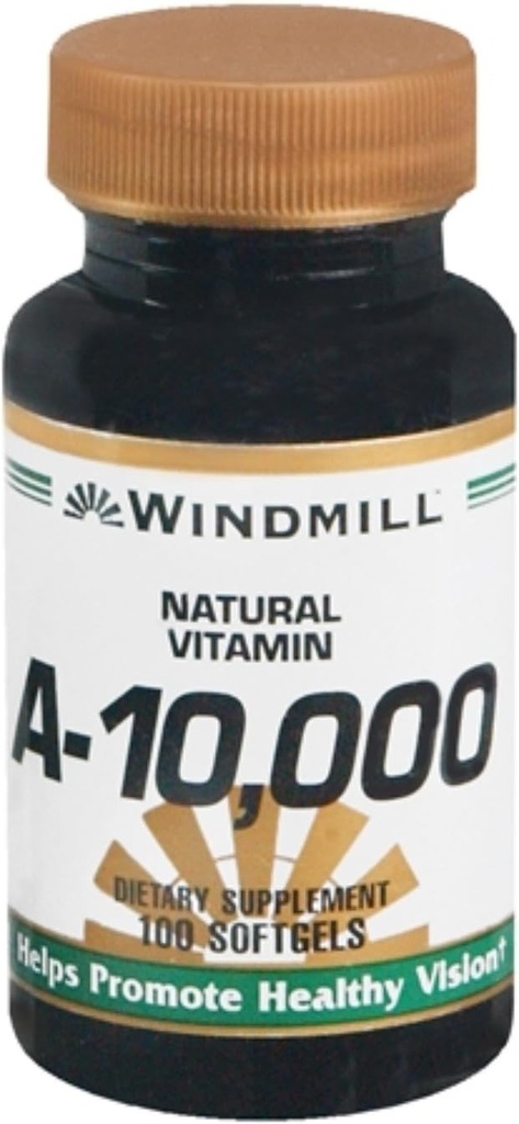 A-vitamiini 10 000 IU Softgels 100 pehmeää geeliä (pakkaus 2)