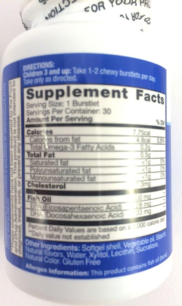 Barn Smart Hi DHA Omega-3 Fish Oil 30 ea, Chewable Burstlets, Berry, Pack of 2