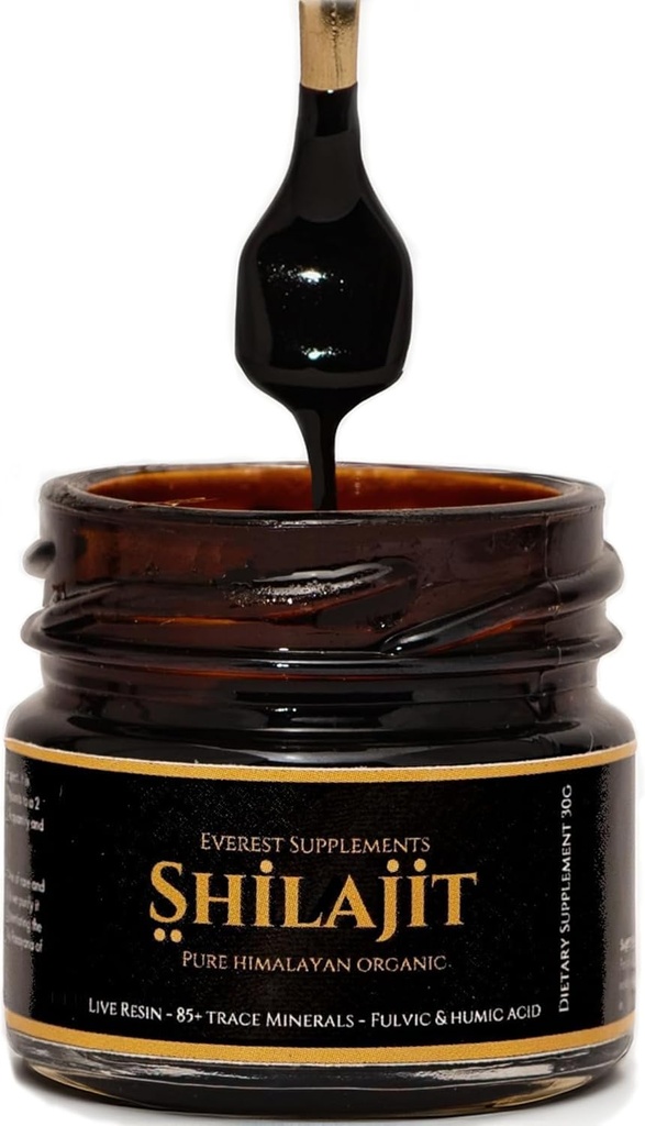 Shilajit Pure Himalayan Organic Shilajit Resin - Shilajit för Män - Gold Grade 500 mg Maximum Potens - 85 Spår Mineraler & Fulvic och Humic Acid för energi Immune Support, 30 Grams