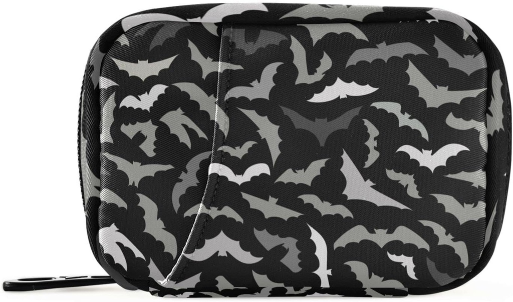 Pill Box Halloween Bats 7 Day Pill Case Travel Pill Organizer Bag med Zipper Portable Weekly Vitamin Medicine Supplement Holder Pouch Bag