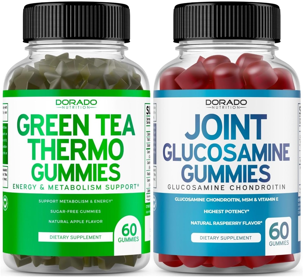 Green Tea Fat Burner laihtuminen (60 Gummies) Ruokahalua Suppressantti laihtuminen täydentää miesten & naisten ja Glukosamiini Chondroitin Joint Supplement (60 Count) Joint Lisäravinteet aikuisille