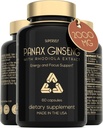 Panax Ginseng och Rhodiola Rosea 2000mg - Koreanska Ginseng High Strength 60 Capsules - Herbal Supplement för Män & Kvinnor - Energikomplex med Ginseng Root Extract Standardized 7% Ginsenosides - USA Made