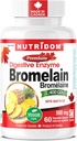 Nutridom Bromelain Dgestive Enzyme Ananas Supplements, 2400 GDU, 500 mg, ei-GMO, Vegan, vapaa gluteenista, soijasta ja meijeristä (60 kreivi)