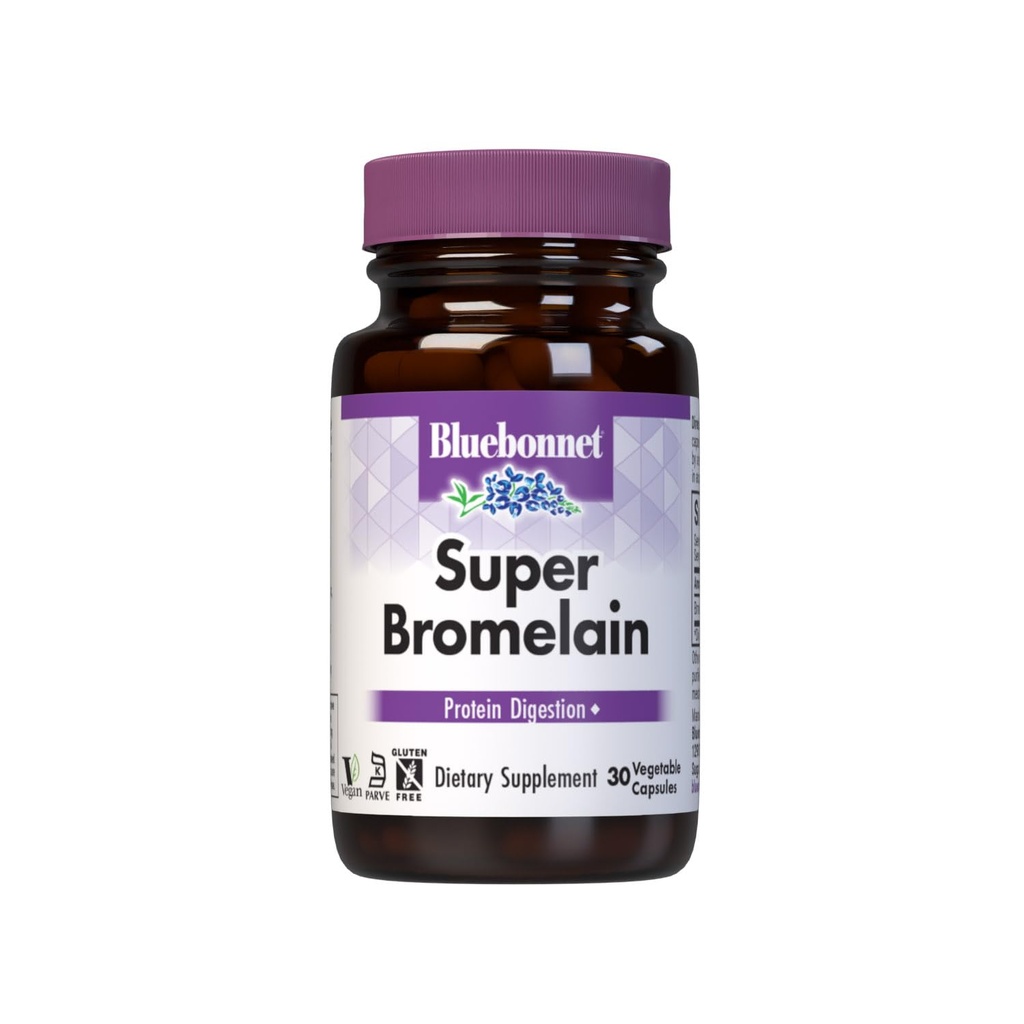 BlueBonnet Super Bromelain Kasvissyöjäkapselit, ananas, 500 mg, 30