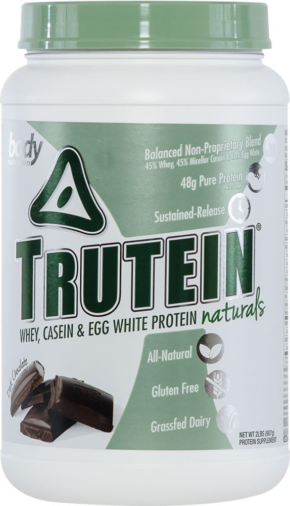 Body Nutrition Protein Powder - Trutein Naturals Tumma suklaa 2lb Hera, Casein & Egg White - Natural Low Carb Keto Friendly Drink - Lean Muscle Builder, laihtuminen, workout, Recovery