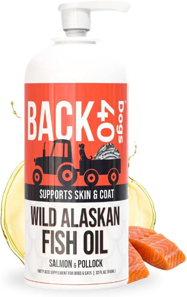 BACK 40 koiraa Wild Alaskan kalaöljy koirille, iho ja takki täydentää koirille ja kissoille, Omega-3-Rich lohi ja pollock öljy, EPA & DHA koira lohi öljy aivoille, sydän, ja jointit 32 fl oz