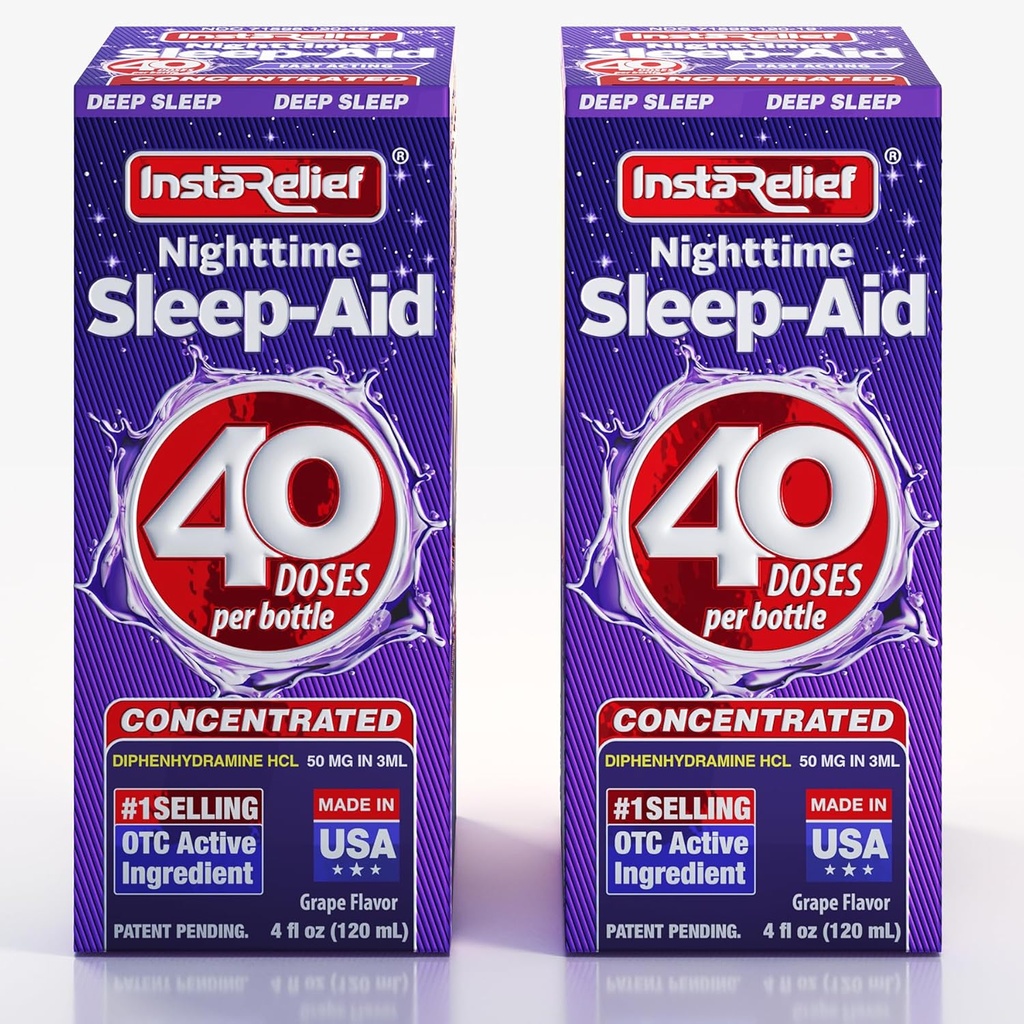 Nighttime unilääke neste, 50 mg Difenhydramiini HCl, Twin Value Pack (80 annosta), Grape Flavor, Putoaa Nukkua nopeasti ja pysyä pitkään