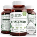 Natural Nutra Vitamin B12 Supplement, hjälper till att öka energinivåer, väsentliga för hälsosamt nervsystem, hjälper till att förbättra humör och mental hälsa, stöder kardiovaskulärt system, 100 Lozenges