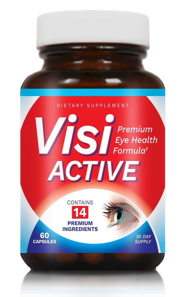 Vision Support Supplement - Eye Health Formel med L-Tartrate, Resveratrol, Blueberry Extract, Vitamins A, C, D & 11 Ingredienser för Vision Support - 60 kapslar / flaska - 1 Pack