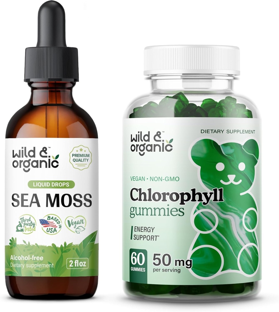 Luonnonvaraisen ja orgaanisen meren sammal Tincture 2 fl oz & klorofylli Gummies