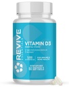 Revive MD Vitamin D3 Supplement, 5000 IE - High Potency Cholecalciferol för Immune Support, Calcium Absorption, Bone & Muscle Health - Non-GMO Dietary Supplement med inga fillers - 60 Softgels