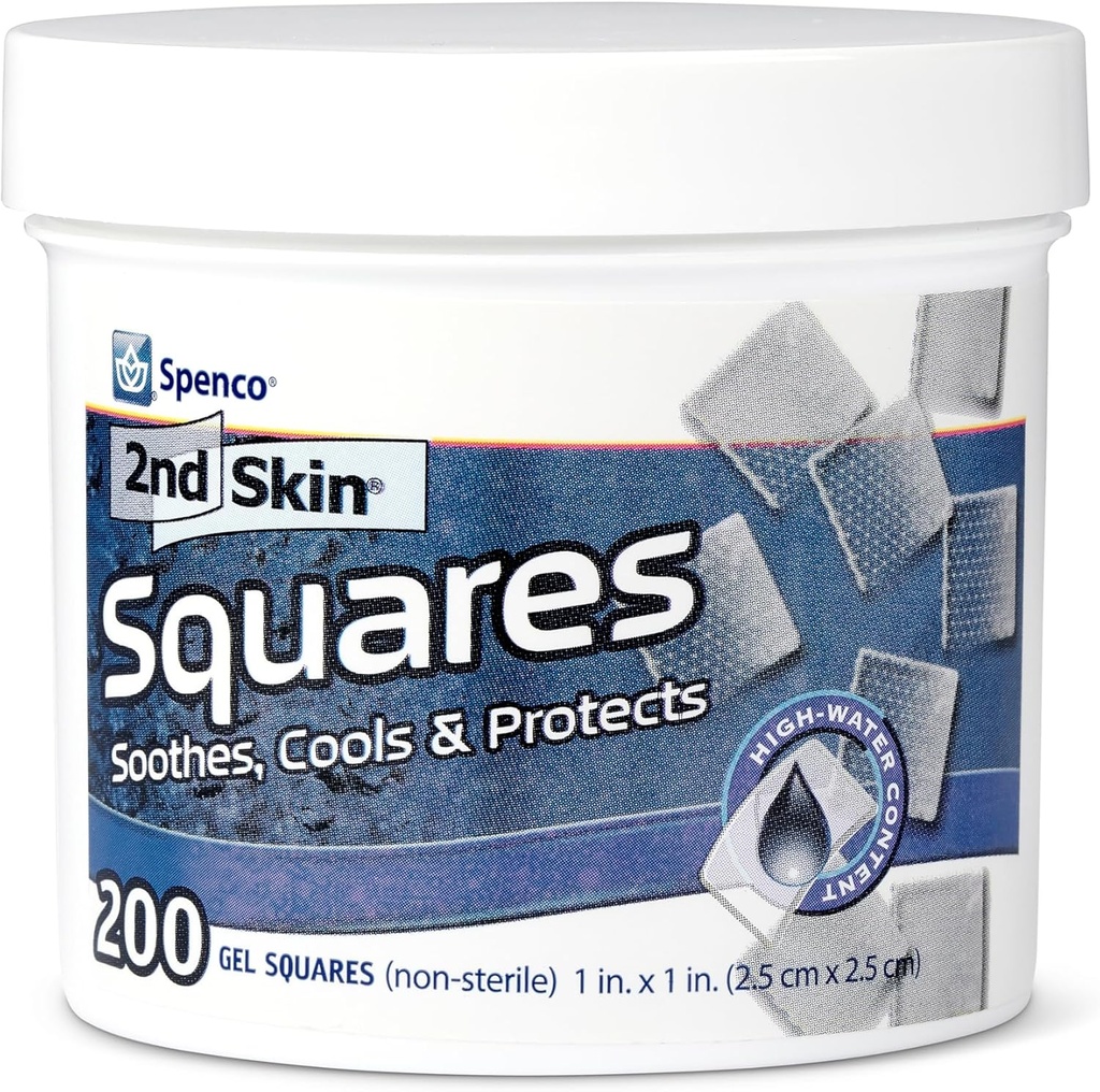 2nd ihon pukeutuminen 1" Squares (200 Count) - Läpipainopakkaus tassut jalat & runko - Cool Gel Relief Patchs - 95% Water Formula - Non-Stick Chafing Protection - Kannettava ensiapu urheilijoille ja retkeilijöille