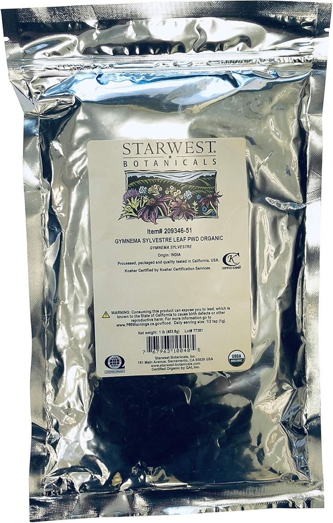 Starwest kasvitieteet Organic Gymnema Sylvestre Leaf Powder, 1 punta