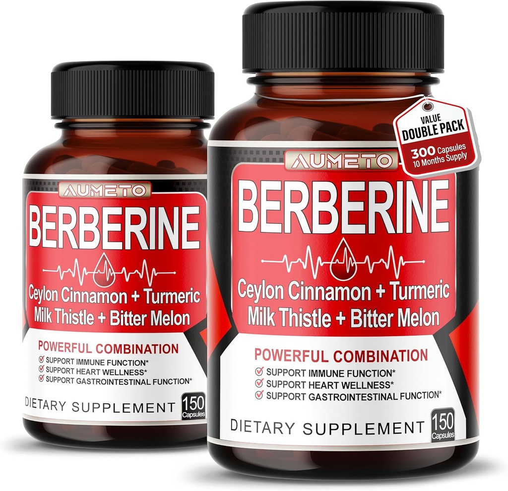 Berberiini täydentää - parannettu Ceylon kaneli, kurkuma, maito Thistle, Bitter Melon digestion, Immuniteetti ja painon hallinta tuki (150 laatikko 2)