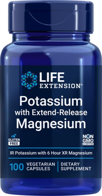 Life Extension 99mg Kalium Extent-Release Magnesium 250mg, 100 Veg Caps - Gluteenittomat ...