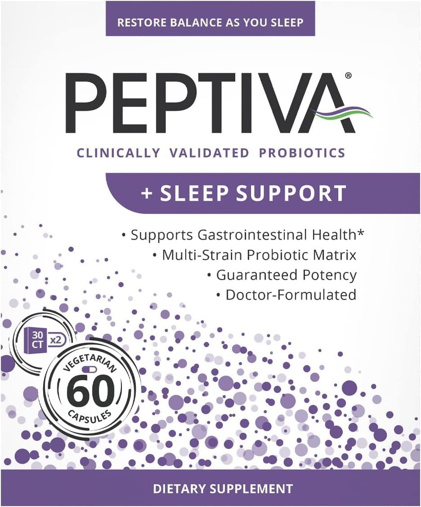 Peptiva 26 miljardia PMY Probiootti ja unituki - Kliinisesti validoitu monikantaprobiootti - Lactobacillus ja Bifidobacterium, melatoniini - 60