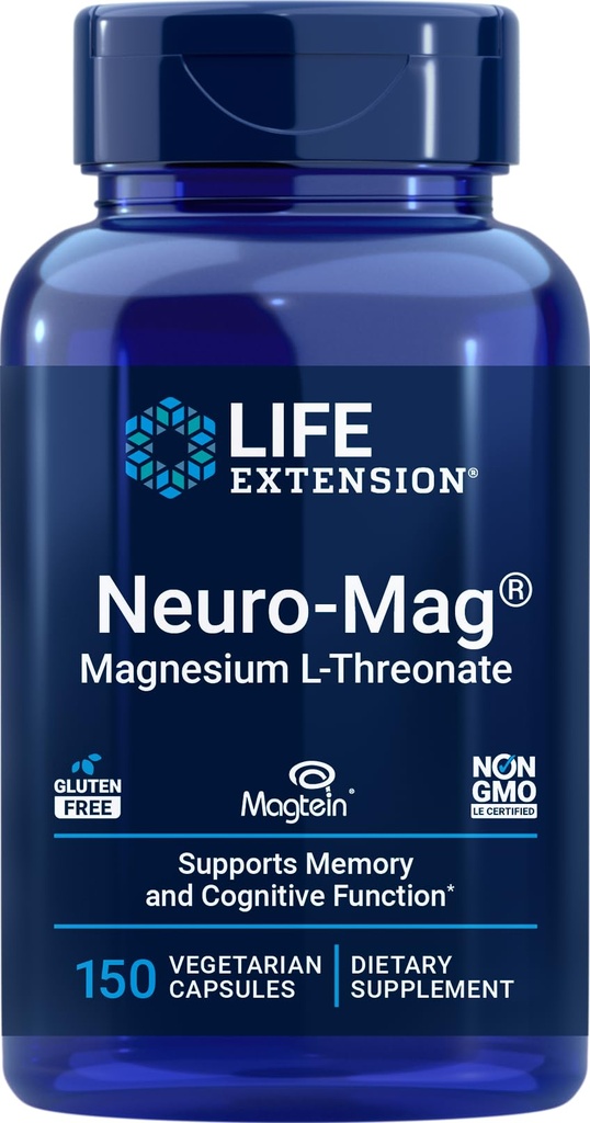 Livslängd Neuro-Mag Magnesium L-Threonate, 150 vegetariska kapslar, Magtein Supplement för kvinnor och män