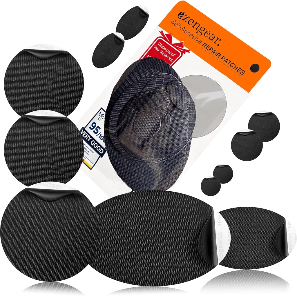 aZengear Repair Patches - vedenpitävä, Self-Adhesive, Kyynel-Heat-Resistant Polyester Fabric korjata alas takki, Puffer, Lumipuku, Kenkä, Teltta, PVC, Vaatteet, Verhoilu (musta)