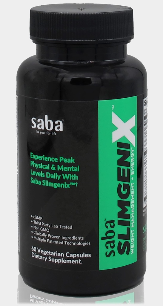 Saba SlimGenix -Energia, painonhallinta, ruokahalu ohjaus, Focus, rasvanpolttaja merkki, patentoitu & kliininen todistettu ainesosat-60 kapselit