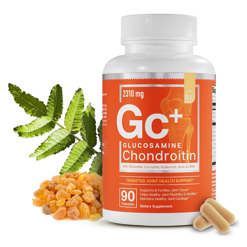 Essential Elements Glukosamiini Chondroitin MSM Boswellia Serrata Hyaluronic Acid Supplement Joint Support Antioksidantti täydentää joustavuutta - 90 kapselia