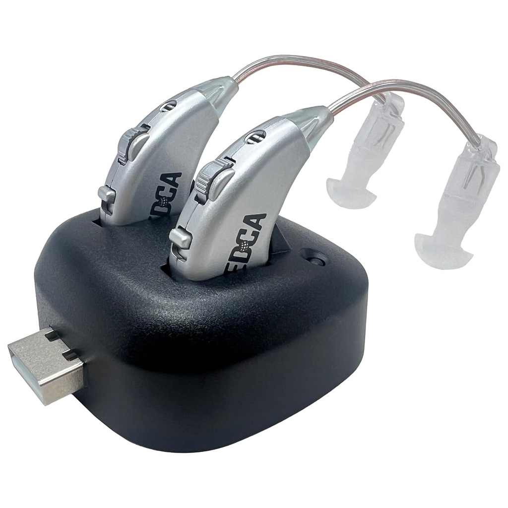 Digitaaliset kuulovahvistimet - ladattavan BTE-henkilökohtaisen äänenvahvistimen pari USB-kannella - Premium Behind The Ear Sound Amplification - by MEDca