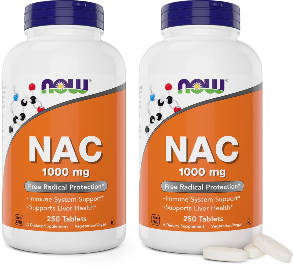 NYT Foods NAC 1000 mg, 250 tablettia (pakkaus 2), N-asetyyli-kysteiini Supplement, 1000 mg (1 g) / tabletti - kasvissyöjä, ei-GMO
