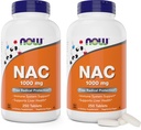 NOW Foods NAC 1,000 mg, 250 tabletter (Pack of 2), N-Acetyl-Cysteine Supplement, 1000mg (1 gram) per tablett - Vegetarisk, icke-GMO