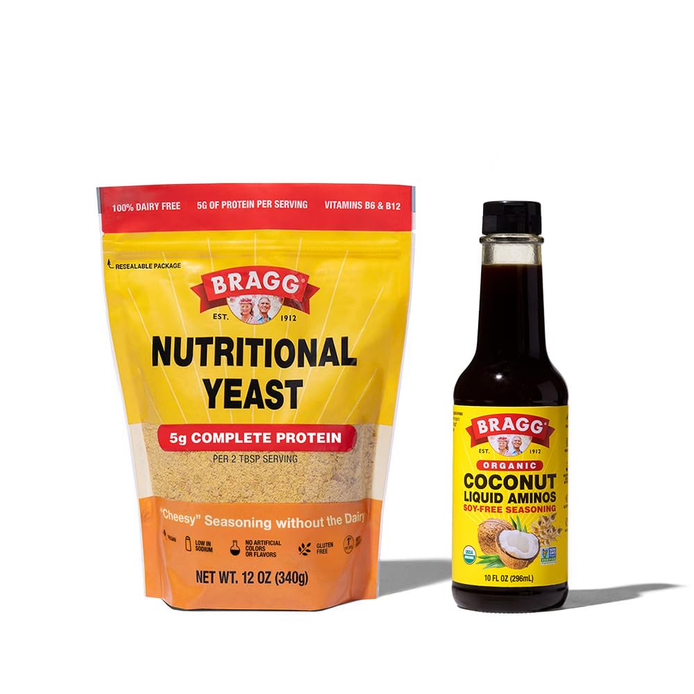 Bragg Premium 12 Ounce Nutritional Jeast Seasoning Pouch - Vegaani, gluteeniton juustohiutaleet ja Coconut Aminos, Kaikki tarkoitukset Seasoning, 10 Oz, Single