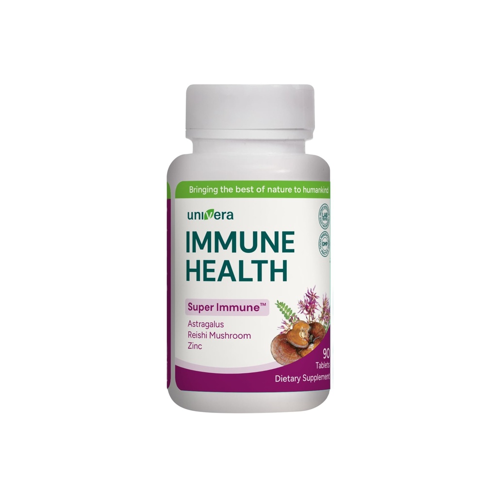 Univera Super Immuuni: Premium Herbal Formula for Immunet Health - Reishi Mushroom, Astragalus, Schisandra & Eleuthero Extract - 90 tablettia