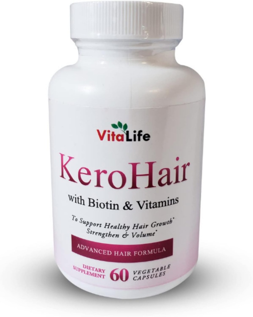 KeroHair Complete täydentää vitamiineja ja Biotiini I 60 kapselia vahva ja terve hiusten kasvua - ehkäisee hiustenlähtöä Hyväksytty* Rikastettu extra Biotiini ja B-vitamiini