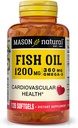 MASON NATURAL Fish Oil 1 200 mg Omega-3 360 mg - Terve sydän, tukee Circulatory Function, parantaa sydän- ja verisuoniterveyttä, 120 Softgels