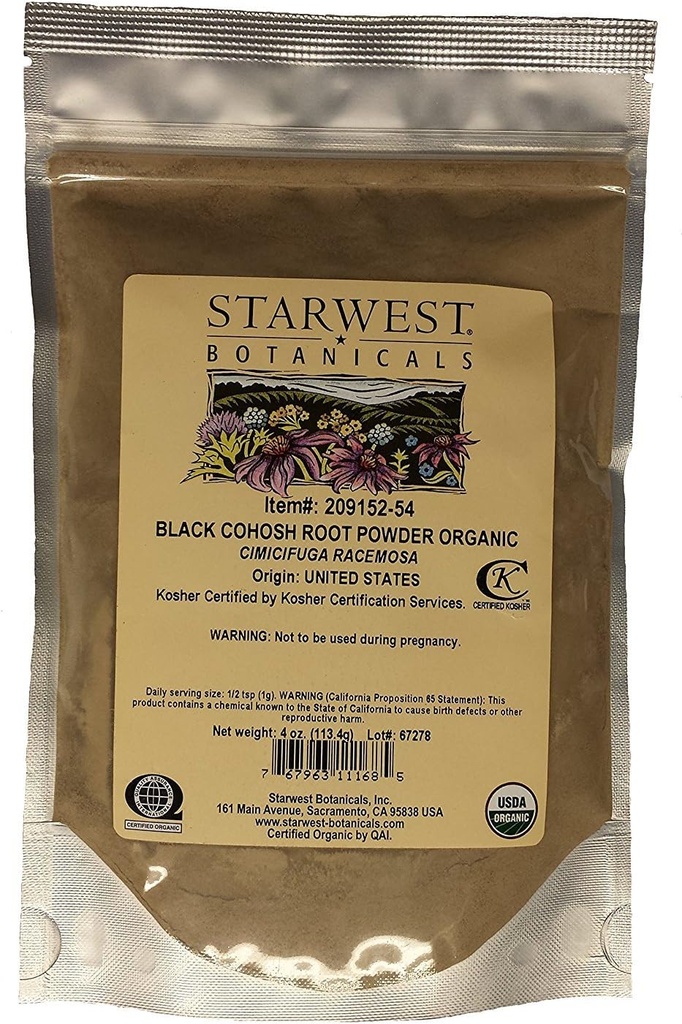 Starwest kasvitieteelliset Organic Black Cohosh juurijauhe (4 Ounce)