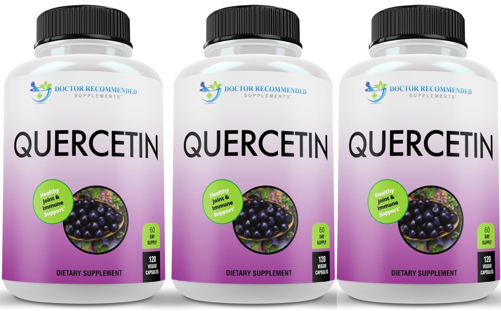 DOCTOR SUOSITETUT LIITTEET Quercetin 1000 mg per Serving - (Vegaani, ei-GMO) (120 kasviskapselia, pakkaus 3)
