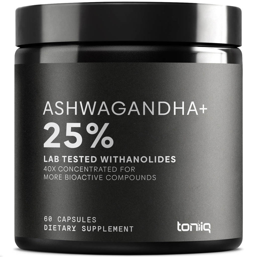 Ashwagandha - Ultra High Potency 40:1 Uute 25% Withanolides - Wild Sadonkorjuu Intiassa - Erittäin väkevä & kolmannen osapuolen laboratoriossa testattu - 60 kapselia