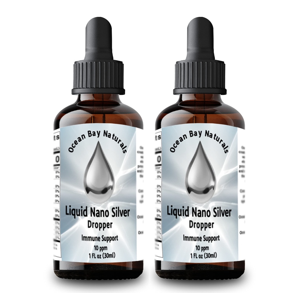 Nestemäinen Nano Silver ... Enemmän imeytyvää kuin kolloidinen hopea... 10ppm... Twin Pack... 1oz Dropper
