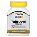 21st Century 800 mcg Folic Acid tabletter, Assorted, 180 greve