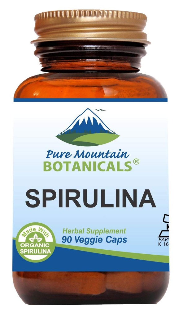 Puhdas Mountain kasvitieteelliset Spirulina kapselit - 90 Kosher Vegan Caps - Nyt 450 mg Organic Spirulina Powder - luonnon Superfood täydennysosa