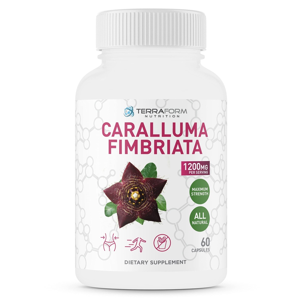 Caralluma Fimbriata - 100% Pure - Max Strength Weight Loss Supplement - 1200mg - Luonnollinen ruokahalu Suppresent naisten ja miesten - Aineenvaihdunta Booster - Valmistettu USA - 1 kuukausi