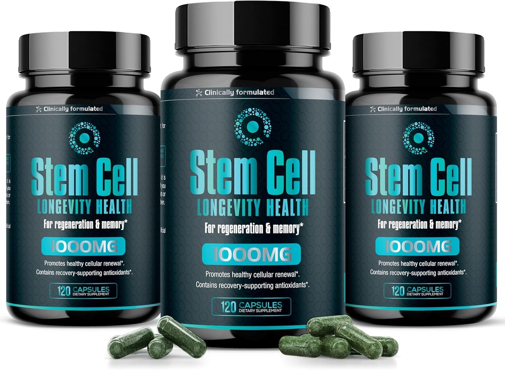 Premium kantasolu täydentää 1000 mg (360 Caps) parantaa immuniteettia, vähentää nivelten arkuus, tukea luonnon anti-aging & pitkäikäisyys Spirulana & klorella elinvoimaa, Celulas Madre Health Formula