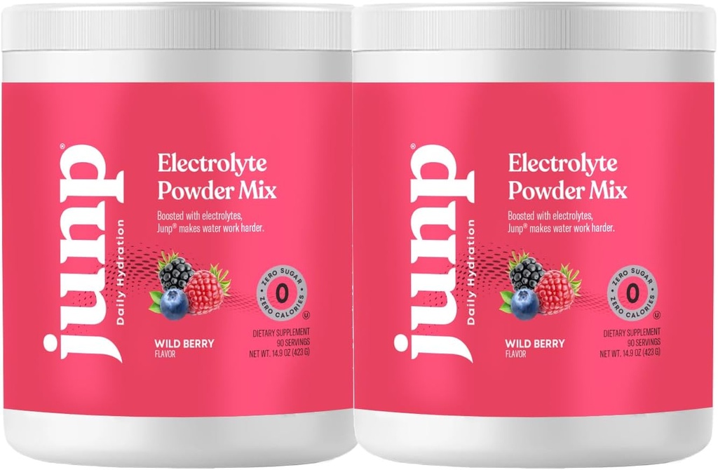 JUNP Electrolytes Powder No Sugar No Carbs - Wild Berry Fruit Flavor Drink Mix - Potassium & Salt Electrolyte Hydration Powder Zero Calorie Sugar Free Electrolyte Powder, Keto Friendly, 180 Servings