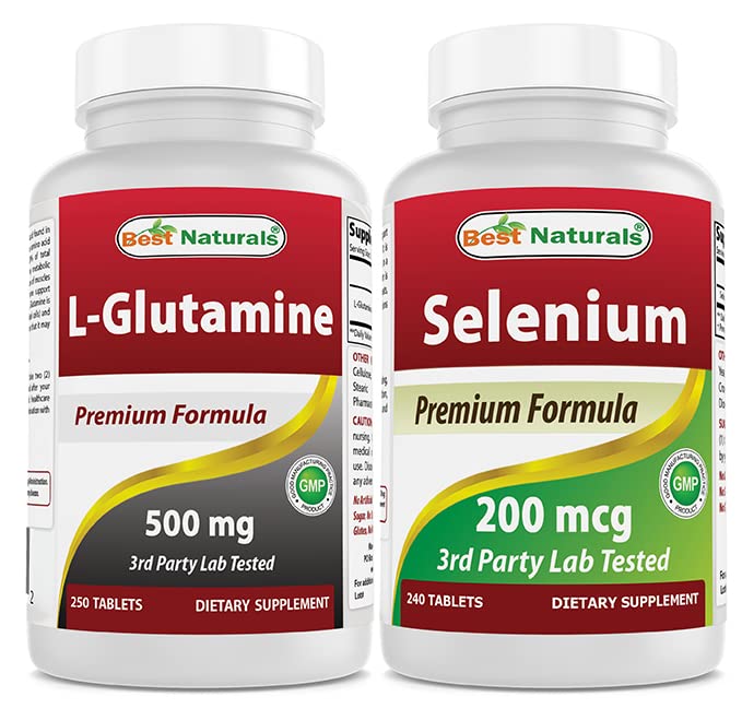 Best Naturals L-glutamiini 500 mg & Selenium 200 mikrog