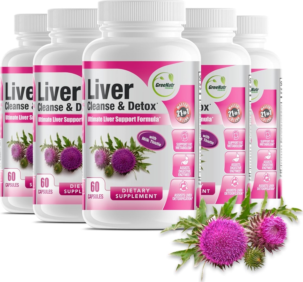 GreeNatr Liver Cleanse Detox & Repair Formula ... Milk Thistle, berberiini, inkivääri, juurijuuri, voikukan juuri, artisokkauute ja Chanca Piedra Optimal Liver Health Support (6 pullot)