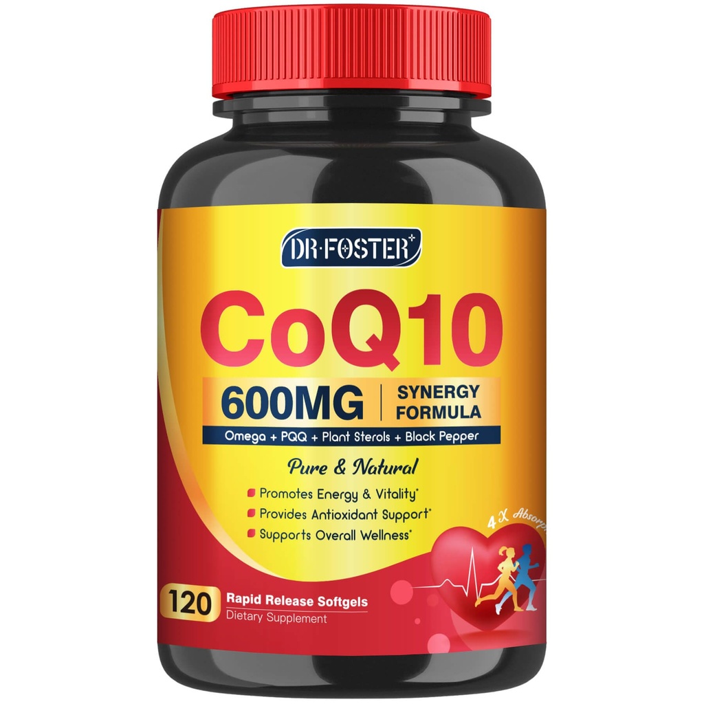 Q10 600 mg Softgels CoQ10 Supplement - CQ10 Coenzyme-Q10 med Omega 3 & PQQ & Vitamin E, CoQ10 400mg Softgels, 60 portioner