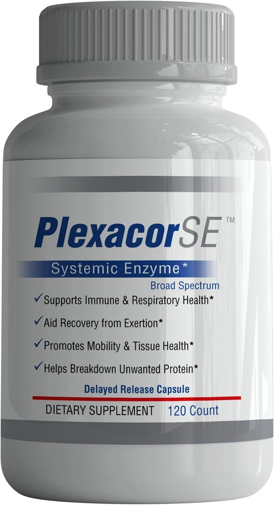 Ny Plexacor Multi-Enzymes Fibrin Defense, 6-i-1 SuperEnzyme Blend med Rutin, Serrapeptase och Superior Turmeric för hälsosam immunstöd - 120 greve