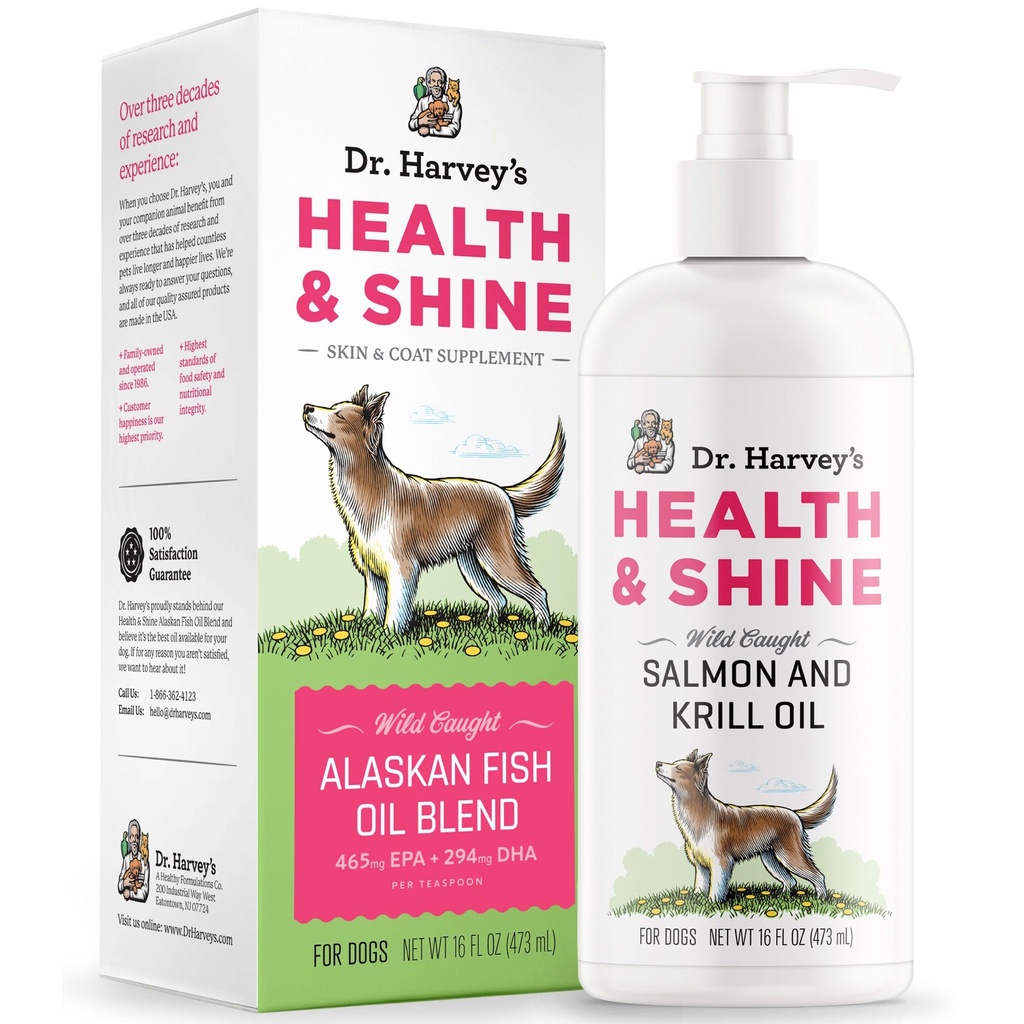 Tohtori Harvey's Health & Shine Alaskan Fish Oil Blend for Dogs - tukee tervettä sydäntä, aivoja ja silmiä (16 fl. oz.)